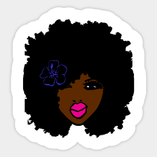 BrownSkin Curly Afro Natural Hair💋💋 PinkLips TShirt Sticker